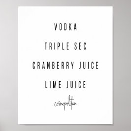 Cosmopolitan Cocktail Recipe Poster