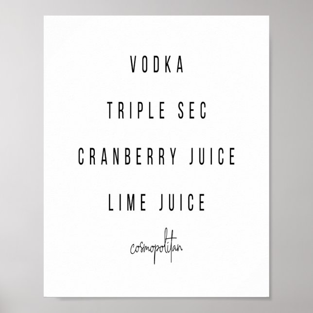 Cosmopolitan Cocktail Recipe Poster (Framsidan)