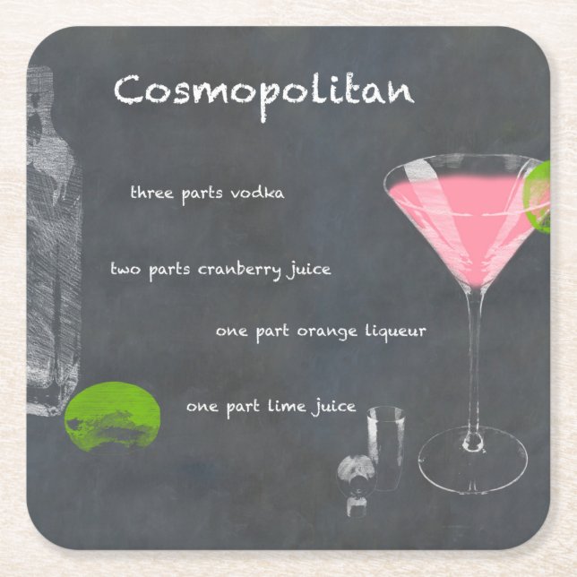 Cosmopolitan Cocktail Recipe Underlägg Papper Kvadrat (Framsidan)
