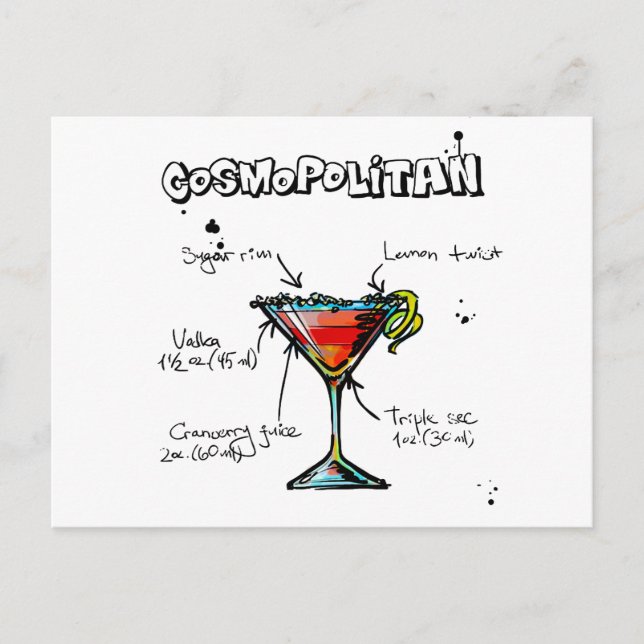 Cosmopolitan Cocktail Recipe Vykort (Framsida)