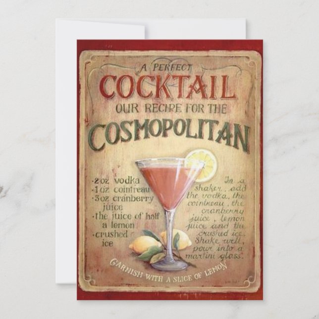 Cosmopolitan cocktailparty inbjudan (Framsida)