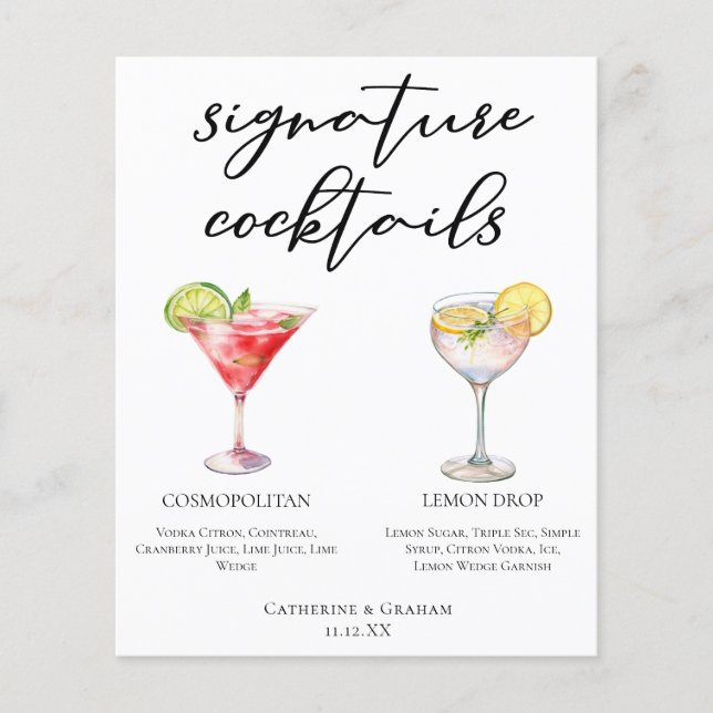 Cosmopolitan Lemon Drop Namnteckning Cocktails Men (Framsida)