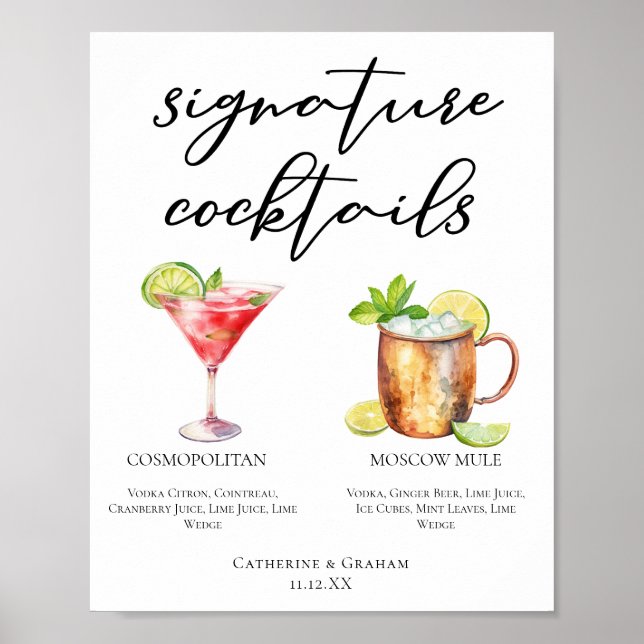 Cosmopolitan Moskva Mule Namnteckning Cocktails Me Poster (Framsidan)