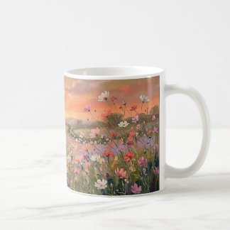 Cosmos äng solnedgång keramisk mugg – rosa blomolj