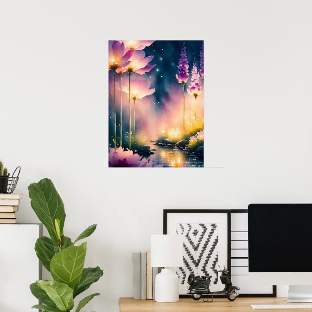 Cosmos blommars Art Work Poster (Hemmakontoret)