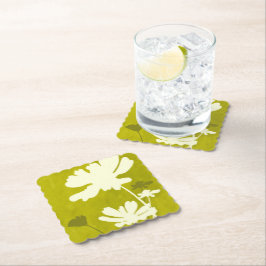 Cosmos Blommigt Silhouette Lime Green Summer Home Underlägg Papper