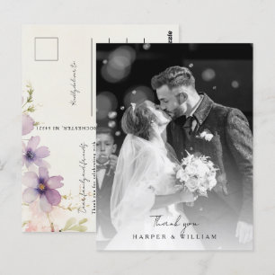 Cosmos blommor tack vare fotot bröllop Postcard Vykort