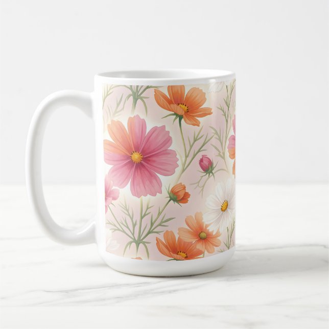 Cosmos Blossoms Pastel Harmony Kaffemugg (Vänster)