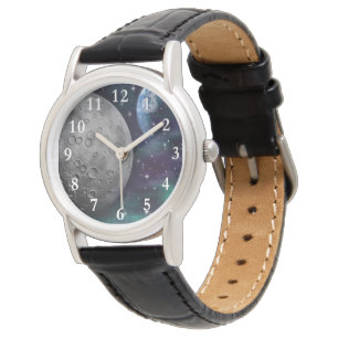 Cosmos Classic Black Leather Wrist Armbandsur
