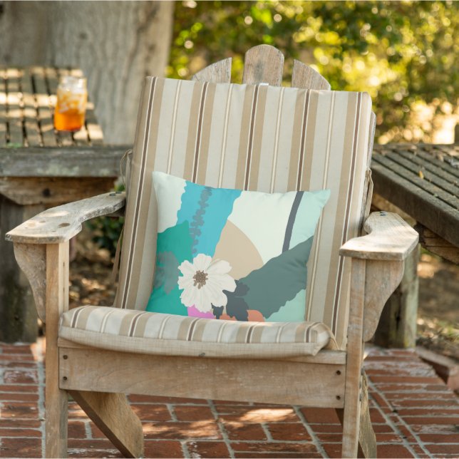 Cosmos Flower Abstrakt Färg blockerar Modern somma Kudde (Stol)