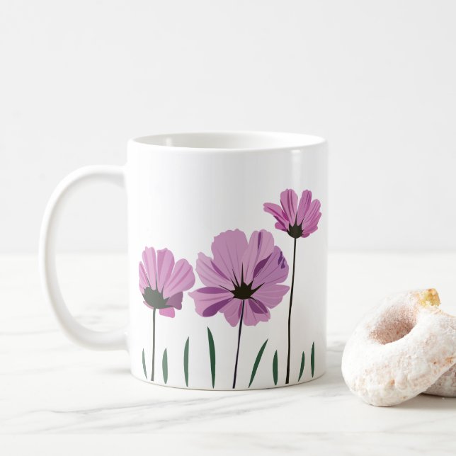 Cosmos Flower Lila Flower Rosa Flower Kaffemugg (Med munk)