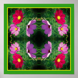 Cosmos Flower Trio Spegel Abstrakt Poster