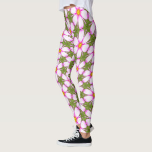Cosmos Flowers Mönster Leggings