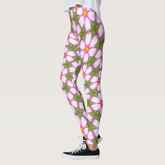 Cosmos Flowers Mönster Leggings (Vänster)