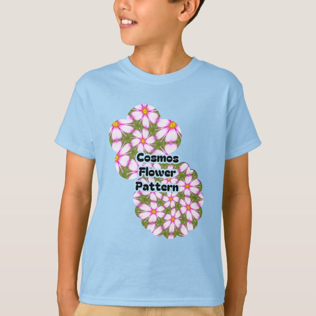 Cosmos Flowers Mönster T Shirt (Framsida)