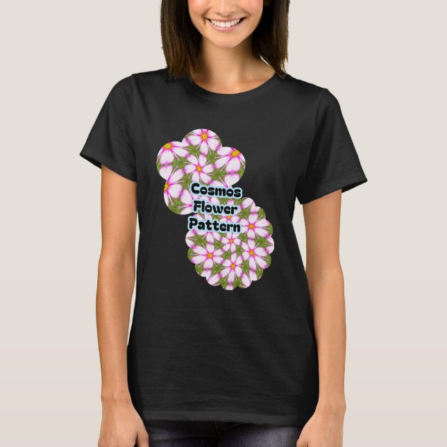 Cosmos Flowers Mönster T Shirt (Framsida)