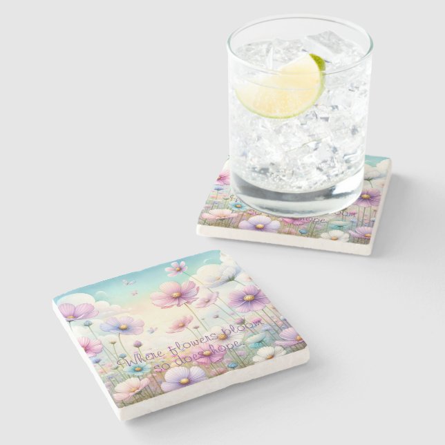 Cosmos Flowers & Quote Stenunderlägg (Sidan)