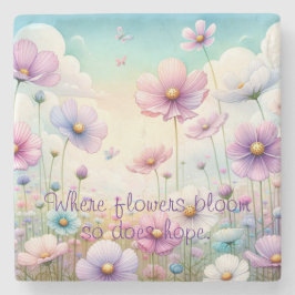 Cosmos Flowers & Quote Stenunderlägg