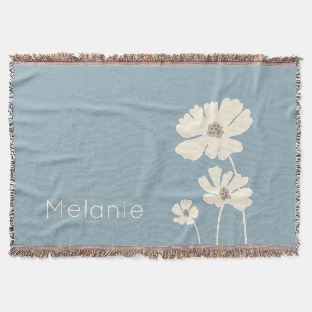 Cosmos Flowers Silhouettes Modern Blommigt Wall Filt (Framsidan)