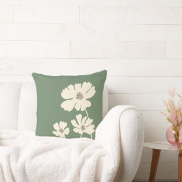 Cosmos Flowers Silhouettes Modern Blommigt Wall Kudde