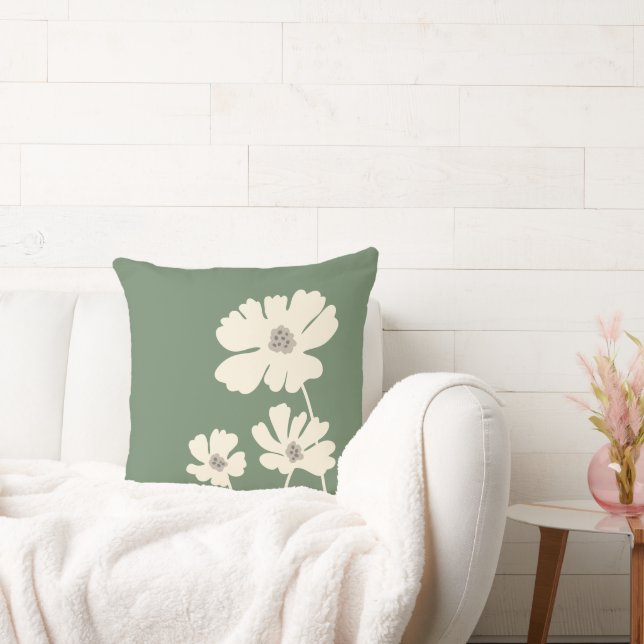 Cosmos Flowers Silhouettes Modern Blommigt Wall Kudde (Soffa)