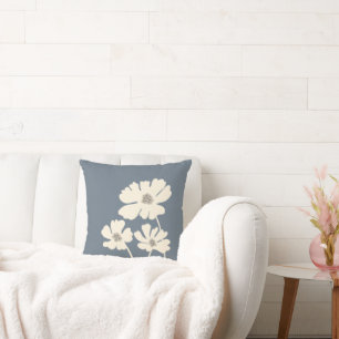 Cosmos Flowers Silhouettes Modern Blommigt Wall Kudde