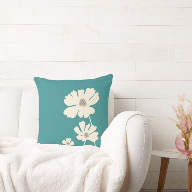 Cosmos Flowers Silhouettes Modern Blommigt Wall Kudde (Soffa)