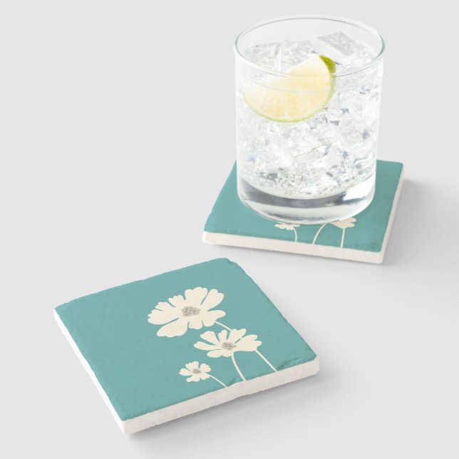 Cosmos Flowers Silhouettes Modern Blommigt Wall Stenunderlägg (Sidan)