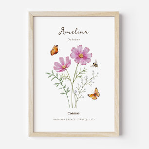 Cosmos Födelsemånad Blomma Affisch