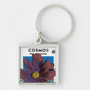 Cosmos Fyrkantig Silverfärgad Nyckelring