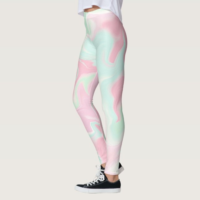cosmos galaxy rosa grönt Molnbalkar från mönster Leggings (Vänster)