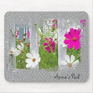 Cosmos Garden on Polka dots Mouse Pad Musmatta