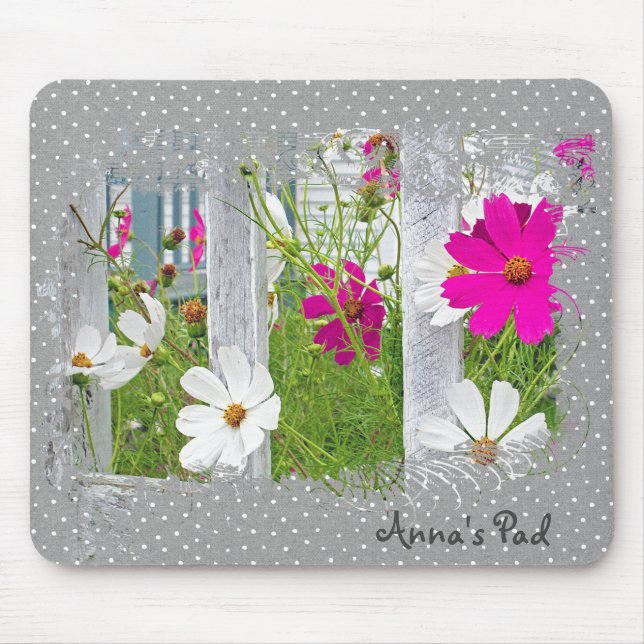 Cosmos Garden on Polka dots Mouse Pad Musmatta (Framsidan)