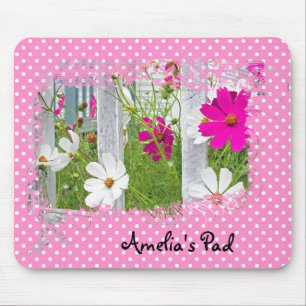 Cosmos Garden on Polka dots Mouse Pad Musmatta