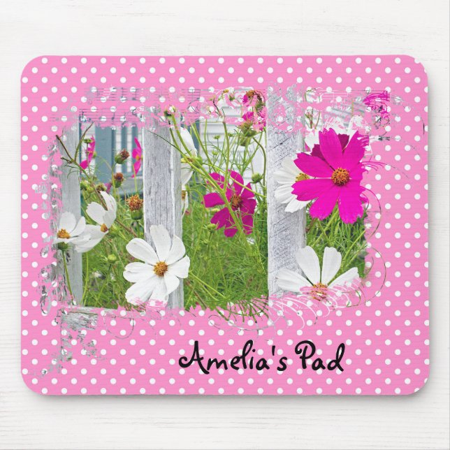 Cosmos Garden on Polka dots Mouse Pad Musmatta (Framsidan)