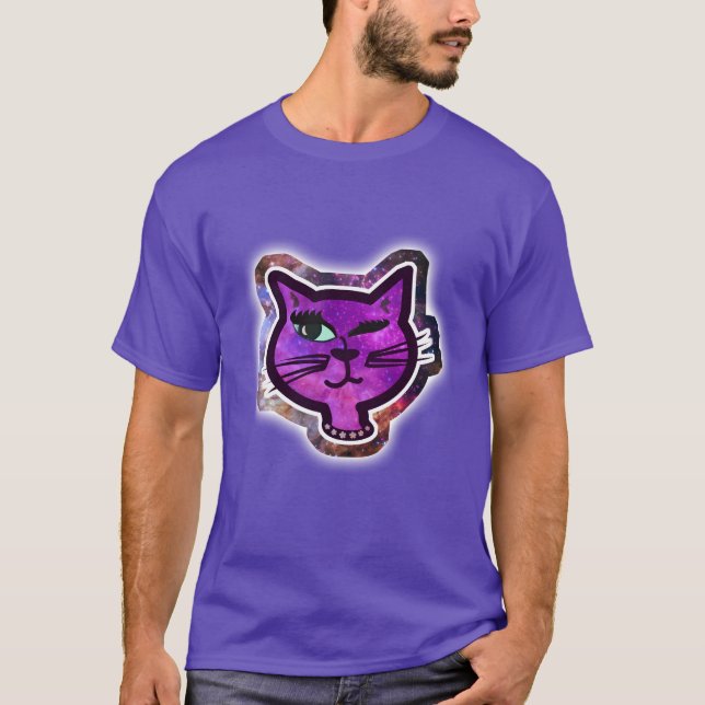Cosmos Gnistra Winking Cat T Shirt (Framsida)