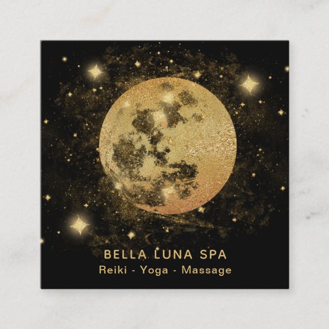 *~* Cosmos Guld Måne Glitter Stars Shaman Fyrkantigt Visitkort (Framsida)