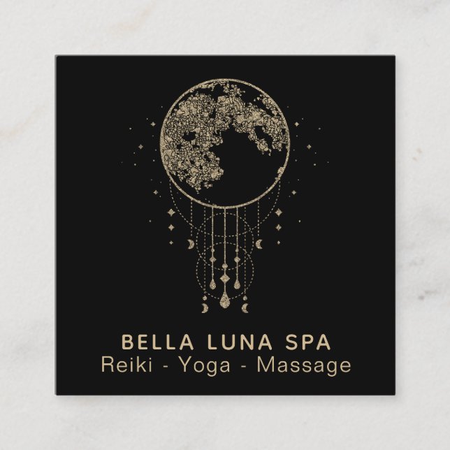 ~ Cosmos Guld Måne Shaman - Lunar Fyrkantigt Visitkort (Framsida)