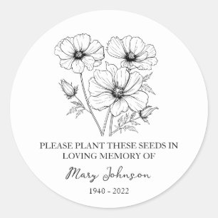 Cosmos Memorial Funeral Seed Packet Runt Klistermärke