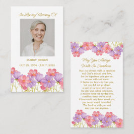 Cosmos Memorial Photo Funeral Prayer Card Visitkort