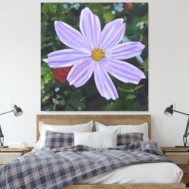Cosmos Purple Large Floral Canvastryck (Insitu (sovrum))