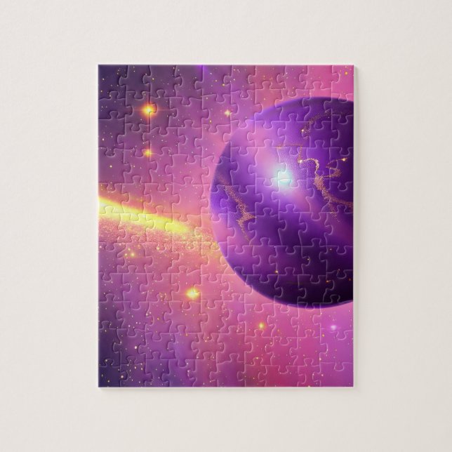Cosmos Rosa och Lila Galactic Planet in Universe Pussel (Vertikal)