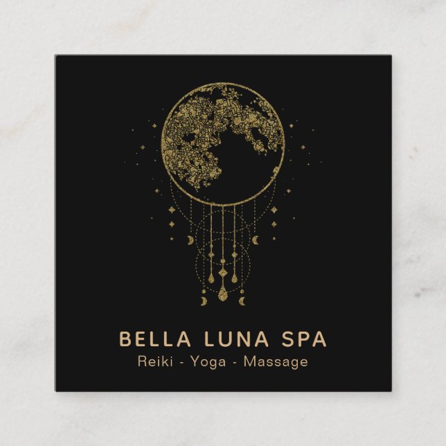 ~ Cosmos Shaman Lunar Guld Måne Fyrkantigt Visitkort (Framsida)