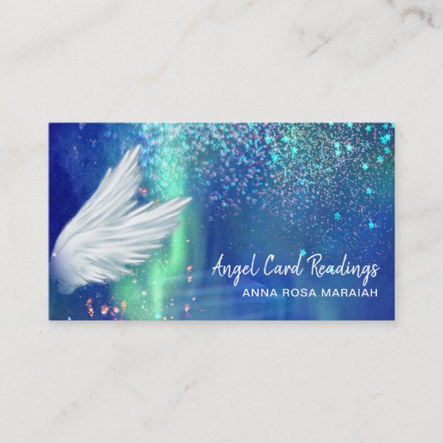 *~* Cosmos Stars Galaxy Angel Vinge Blue Universe Visitkort (Framsida)