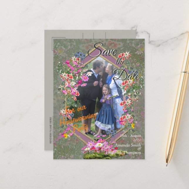 Cosmos vilda blommor meddelande vykort (Fram/Back In Situ)