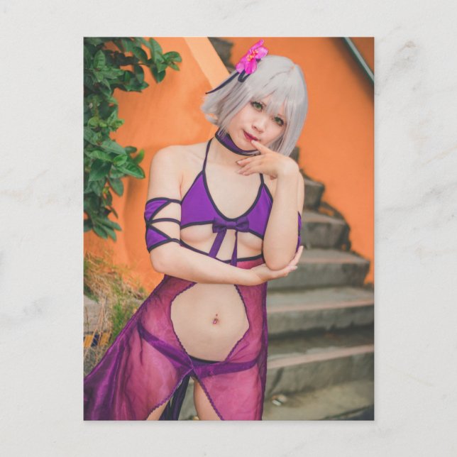 Cosplay Anime Söt Asian Beauty Photo  Vykort (Framsida)
