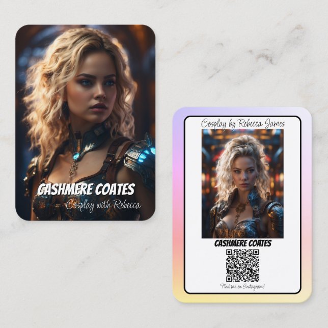 Cosplay Connection Reflektion QR Code Coscard Visitkort (Fram/baksida)