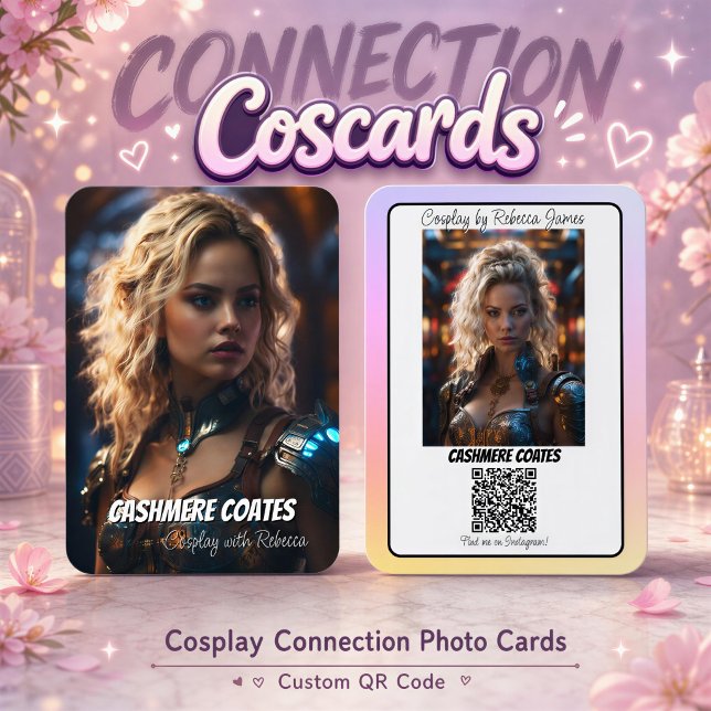Cosplay Connection Reflektion QR Code Coscard Visitkort (Instantly connect with new faces at your next show or event with connections coscards cosplay cards)