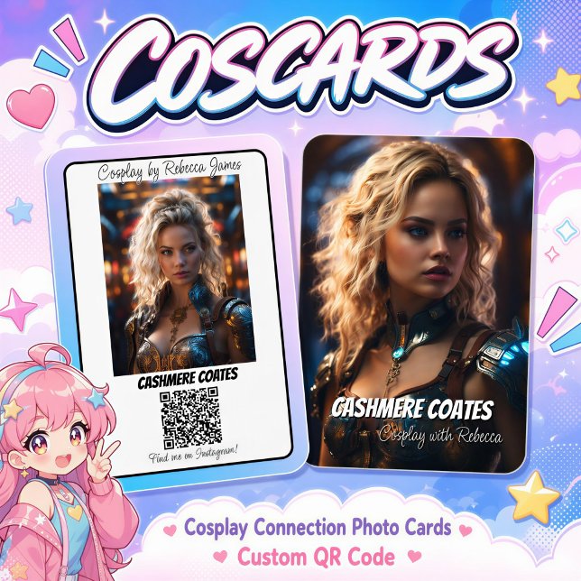 Cosplay Connection Reflektion QR Code Coscard Visitkort (Make the most of your show or convention experience with custom coscards designed for connecting)