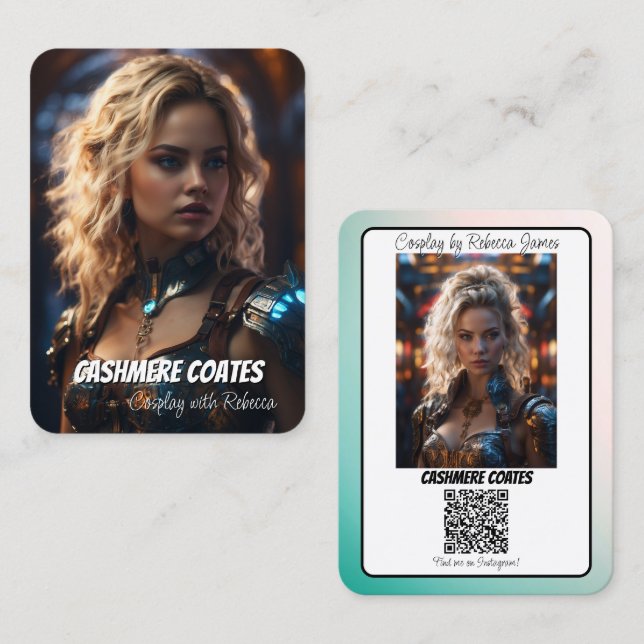 Cosplay Connection Reflektion QR Code Coscard Visitkort (Fram/baksida)